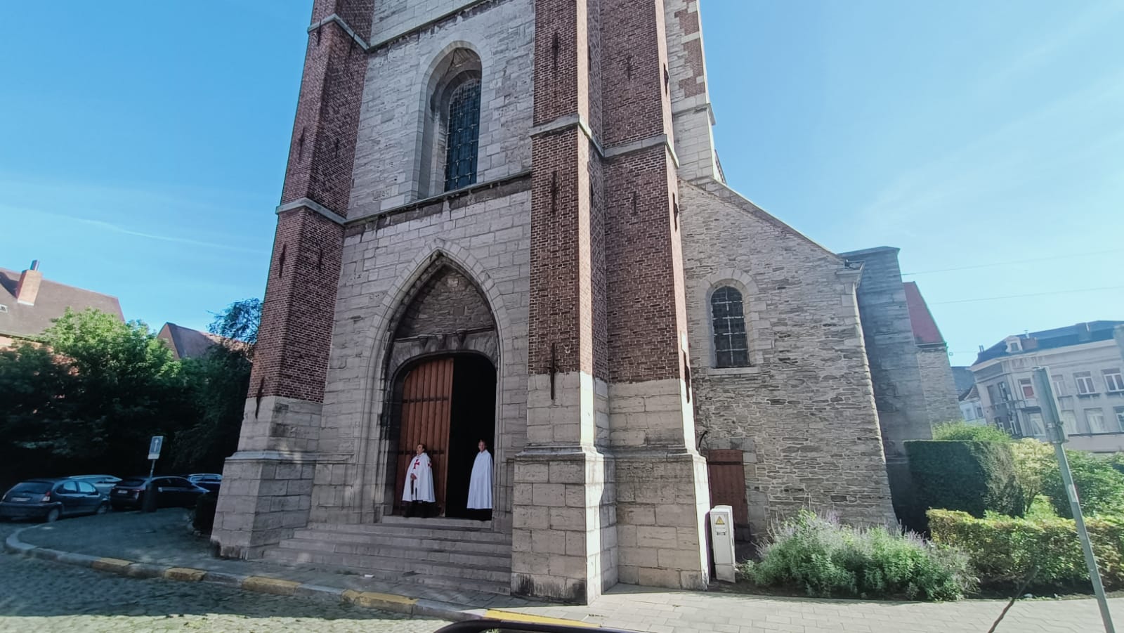 Exposition de la copie grandeur nature du Saint Suaire dans l’église Saint-Brice, Tournai, Belgique