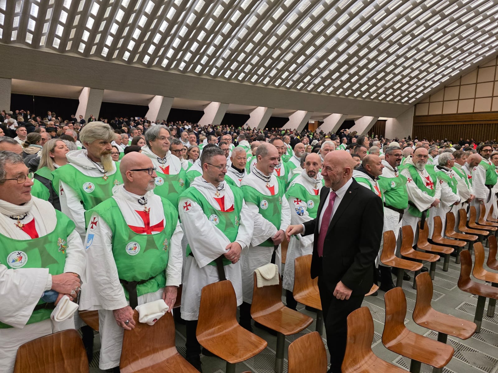 Les Templiers à l’audience du Saint-Père, le pape Léon XIV, avec les collaborateurs et les bénévoles du Jubilé – Salle Paul VI – Cité du Vatican