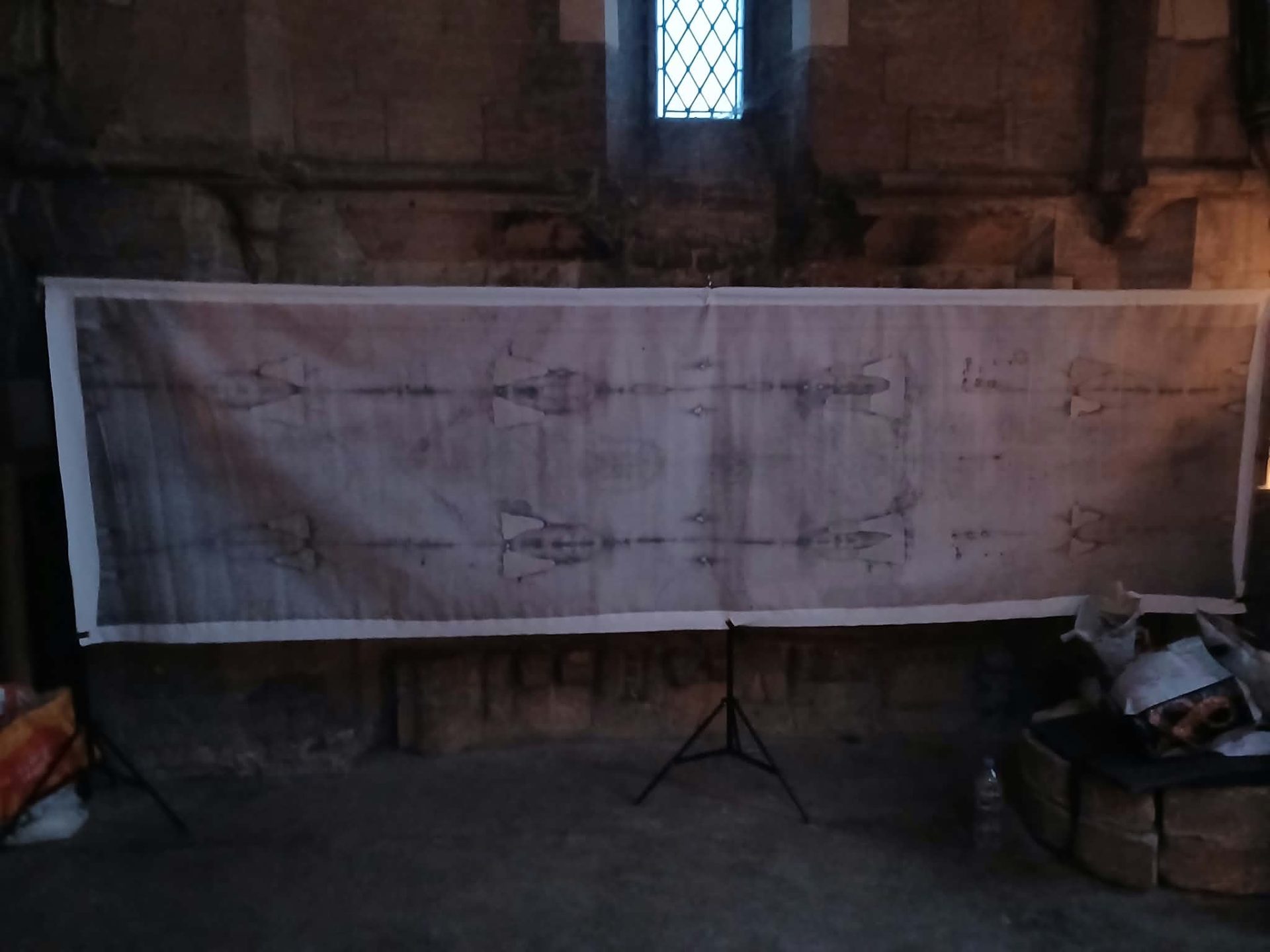Exhibition of a replica of the Holy Shroud at the Bruer Templar Tower in Lincolnshire, England